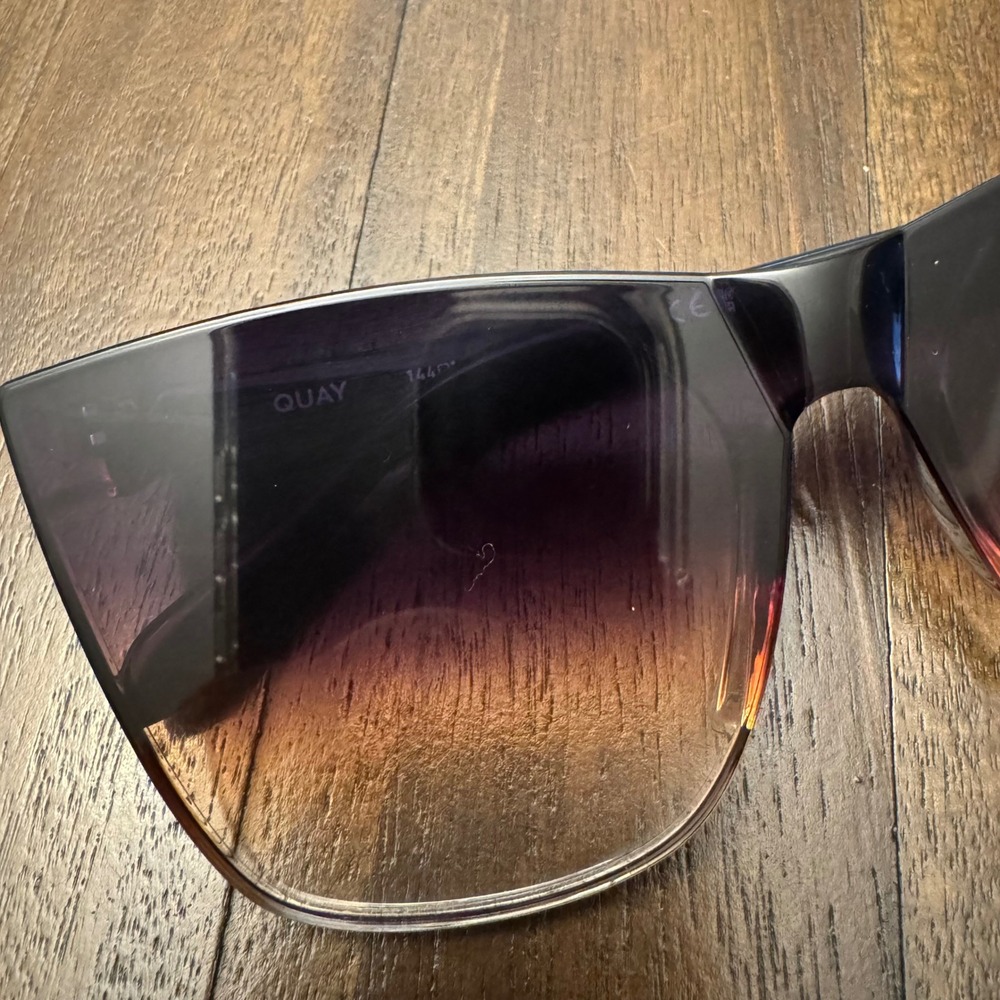 Quay Australia Black to Brown Ombre Cat Eye Sunglasses - Picture 2 of 9